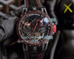 Clone Roger Dubuis Excalibur 46 Black Skeleton Tourbillon Dial Watch